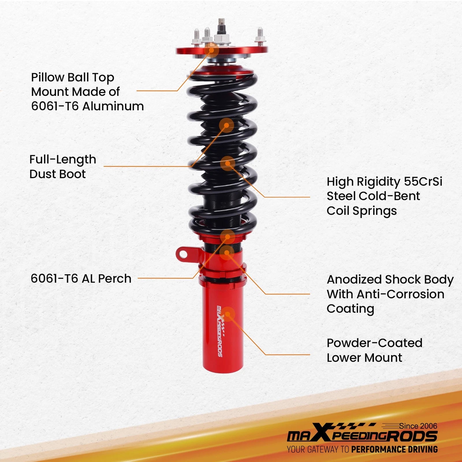 24 Way Adjustable Coilovers for BMW 5 Series E60 (2004-2010)