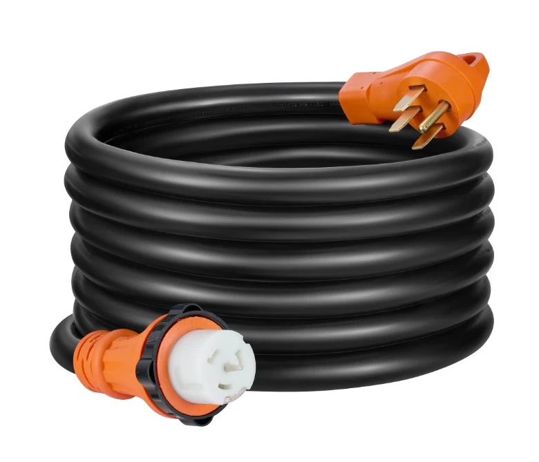 50A RV Generator Extension Cord with Power Inlet Box (25FT)