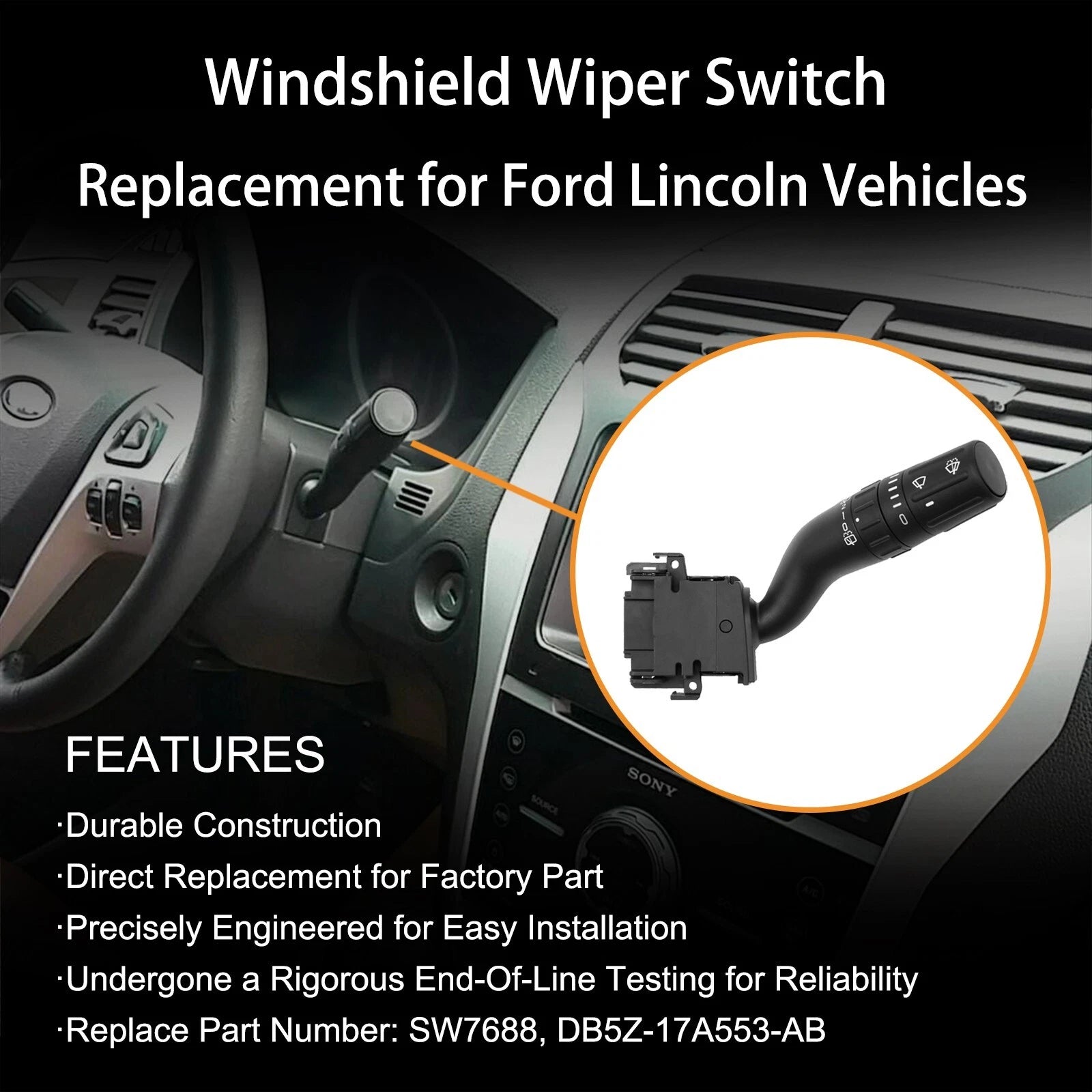 Wiper Switch for Ford Explorer Edge, Lincoln MKX (2011–2019) SW7688