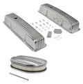 Set of 2 Tall Finned Valve Covers & 12" Oval Air Cleaner for SBC Chevy (1958–1986)