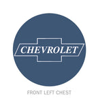 Indigo Blue Vintage Chevy Trucks Bowtie T-Shirt with American Flag Background
