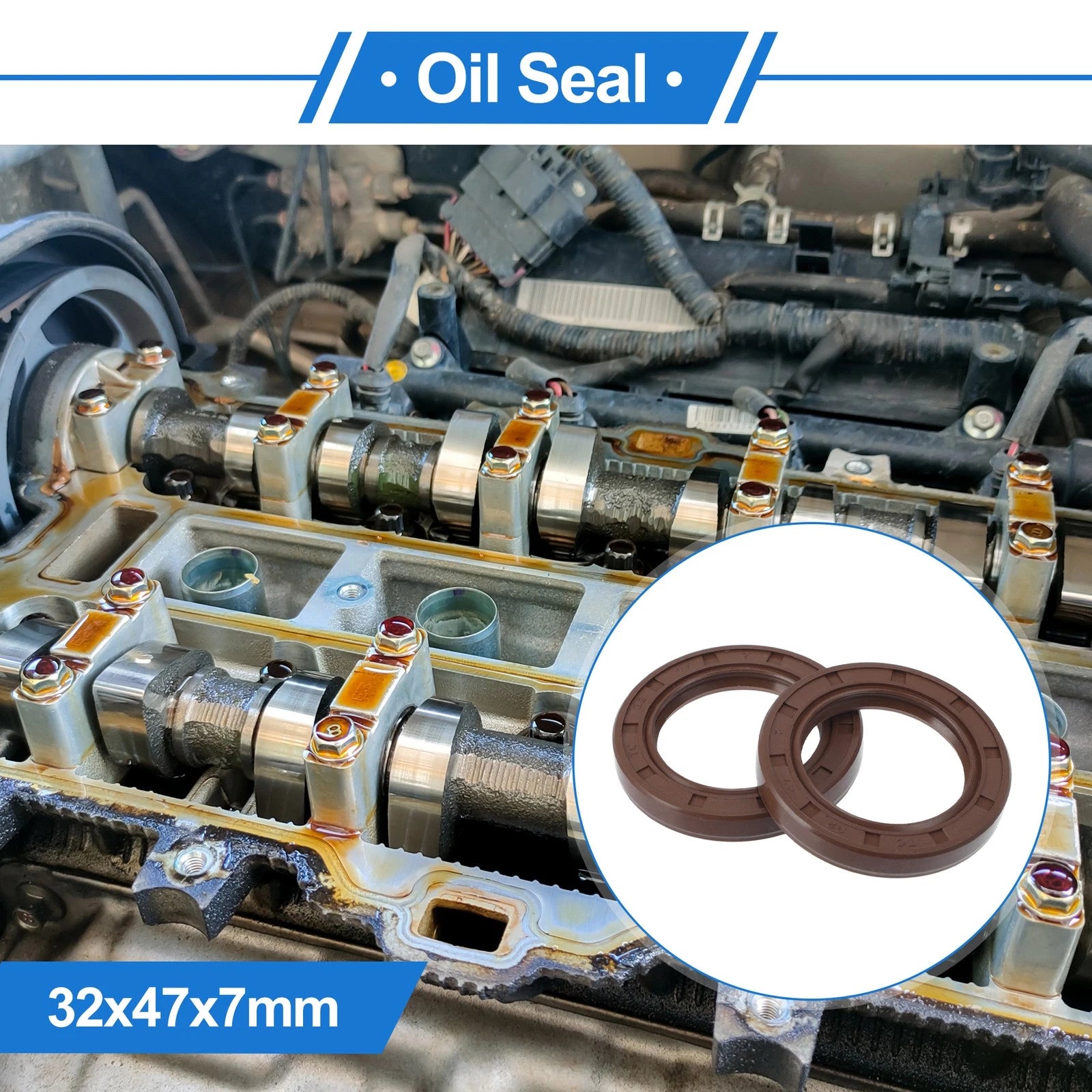 2X Oil Seal Rotary Shaft Seal FKM Rubber 32x47x7mm  