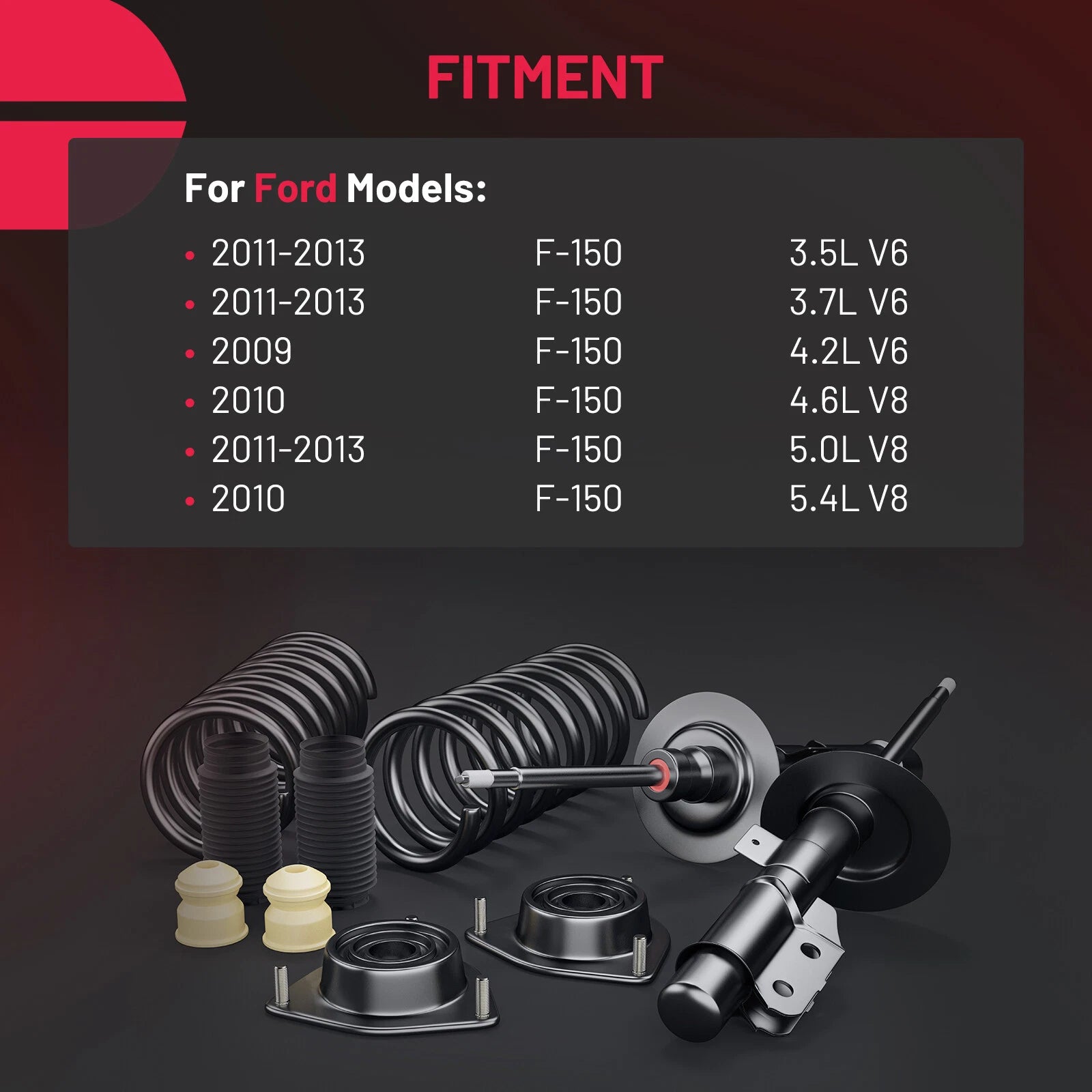 Front Struts and Rear Shock Absorbers for 4x4 Ford F-150 (2009–2013)