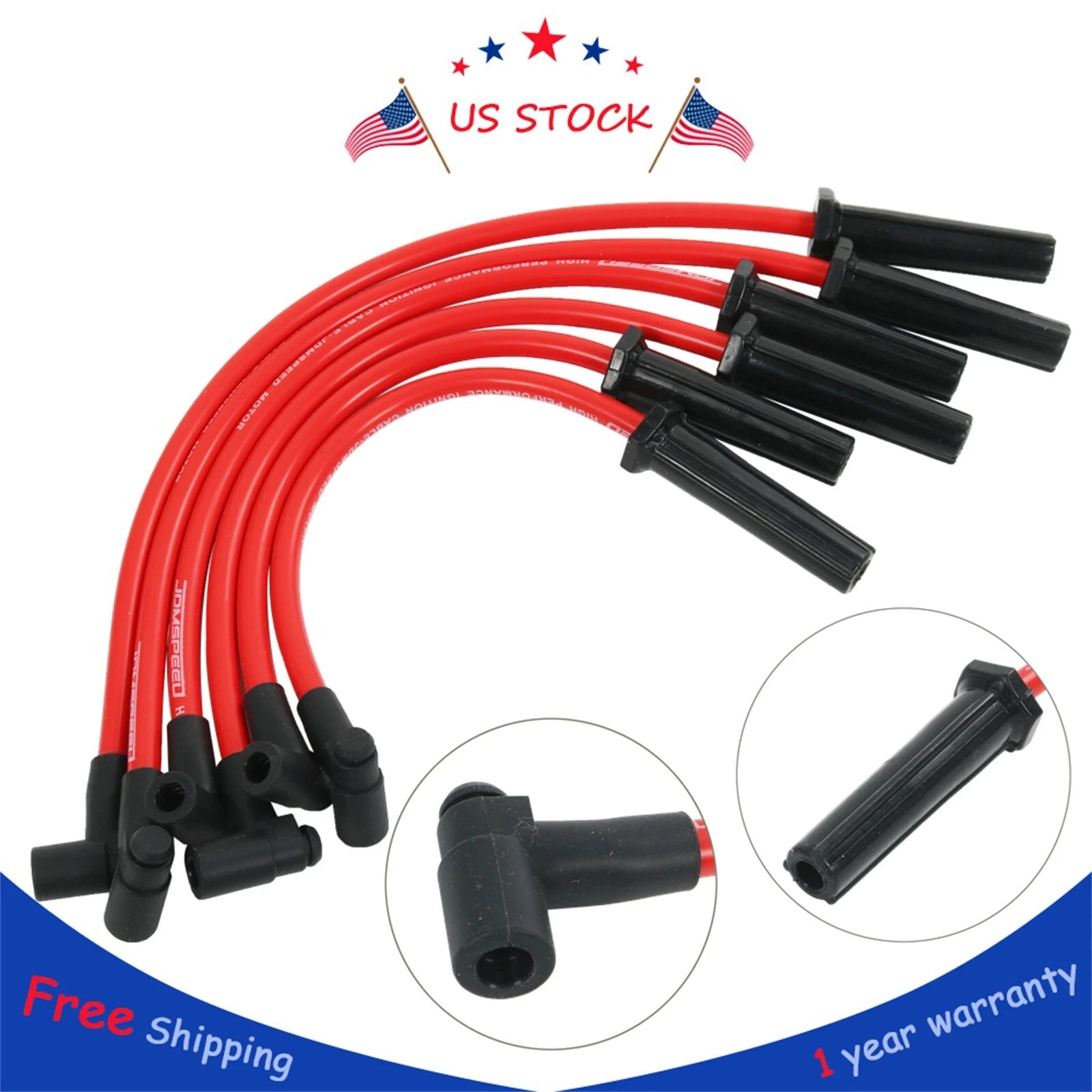 Set of 10.2MM High Heat Spark Plug Wires for Jeep Wrangler (1987–1995)