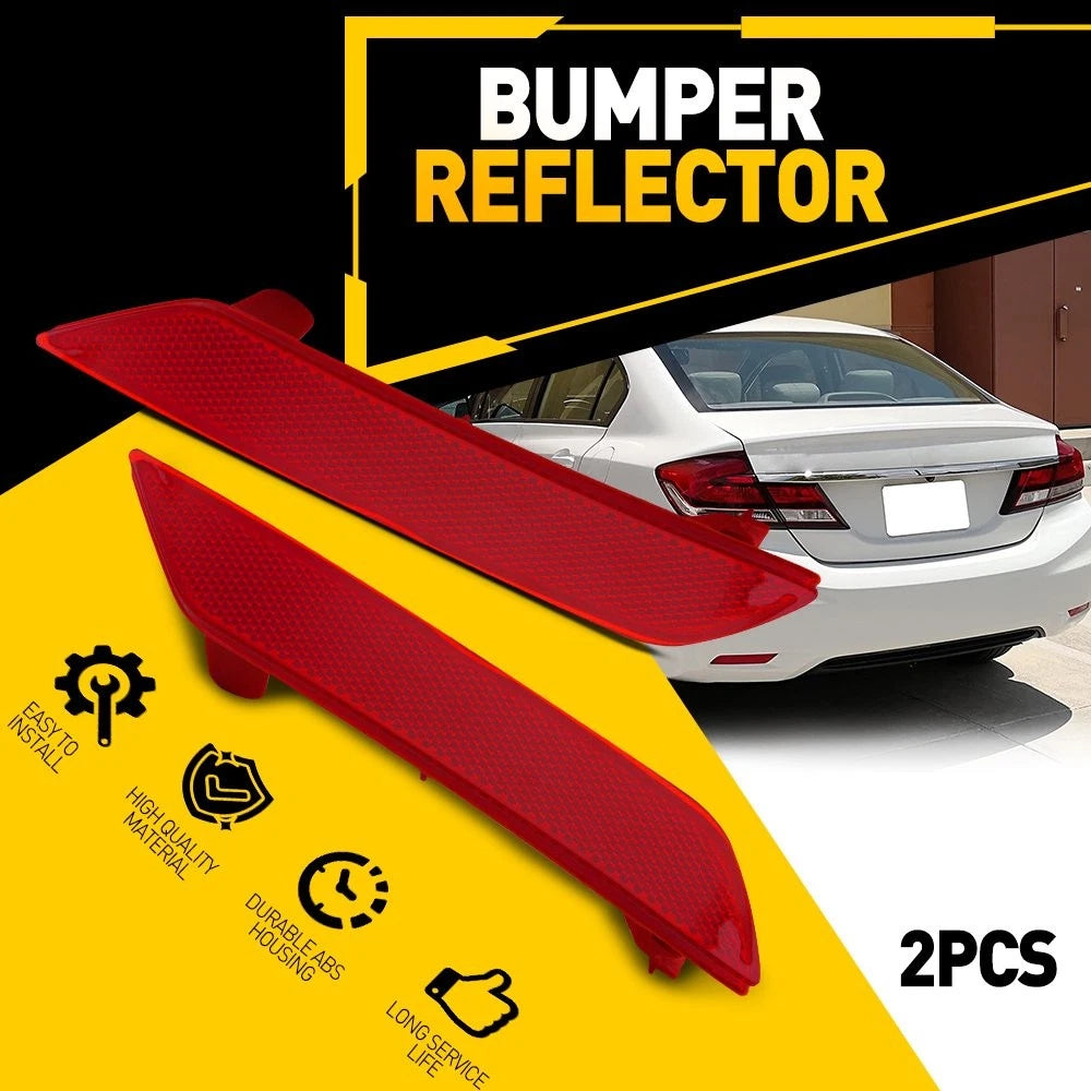 Set of 2 Red Lens Rear Bumper Lower Reflectors for Honda Civic (2013–2015)