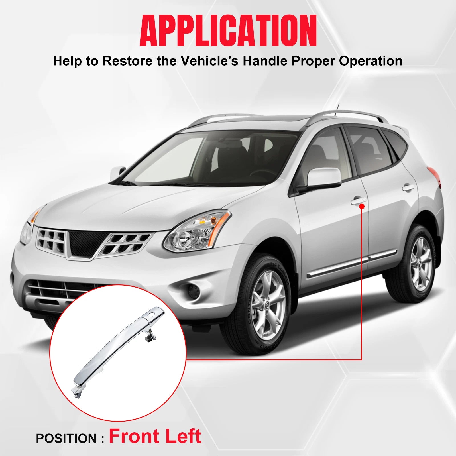 Front Left Driver Side Chrome Door Handle for Nissan Murano & Rogue (2003-2012)