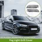1 Pair Fog Light Grills for Audi A6 C7 (2012–2018) Black Silver Honeycomb