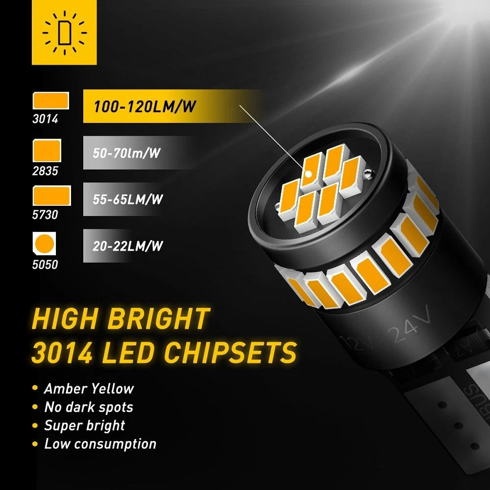 2X T10 W5W LED Amber Indicator Signal Bulbs for Various Vehicles