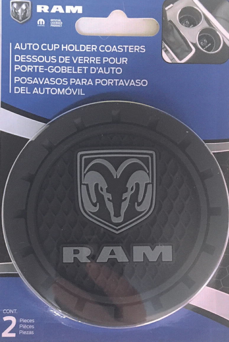 Set of 2 Plasticolor 001969 Ram Gray Auto Car Coasters for Ram