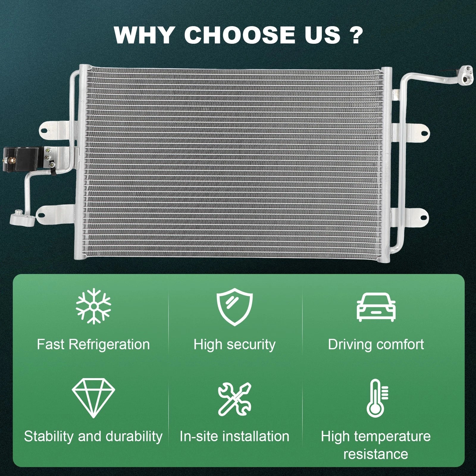 AC Condenser for Audi TT Quattro (2000–2006) / Volkswagen Golf Jetta (1999–2005)
