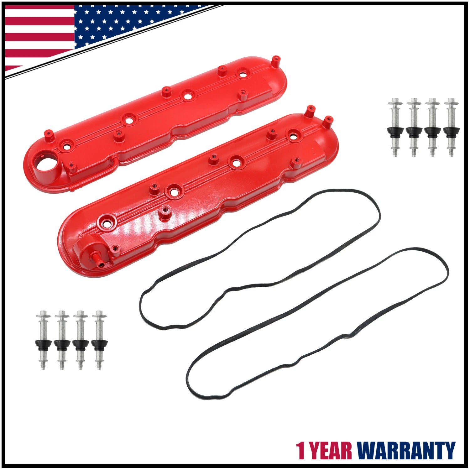 LH & RH Valve Cover Set w/ Gasket & Bolts for Chevy Silverado GMC Cadillac (1999–2008)