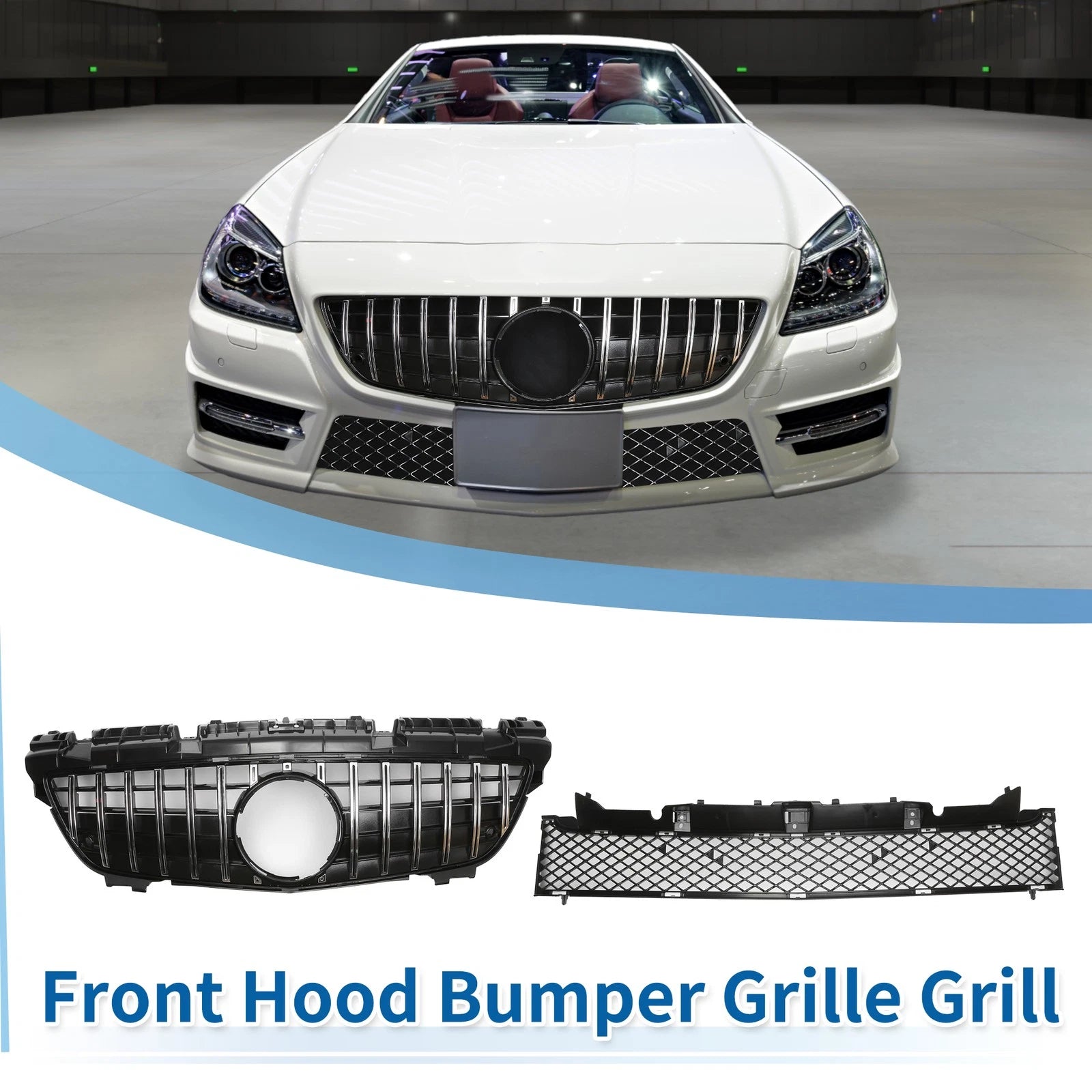 Front Upper Bumper Grille for Mercedes-Benz SLK200 (2000–2004) Chrome