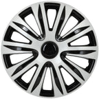 Set of 4 Wheel Hub Caps for All Models 15" Black & Silver Trim