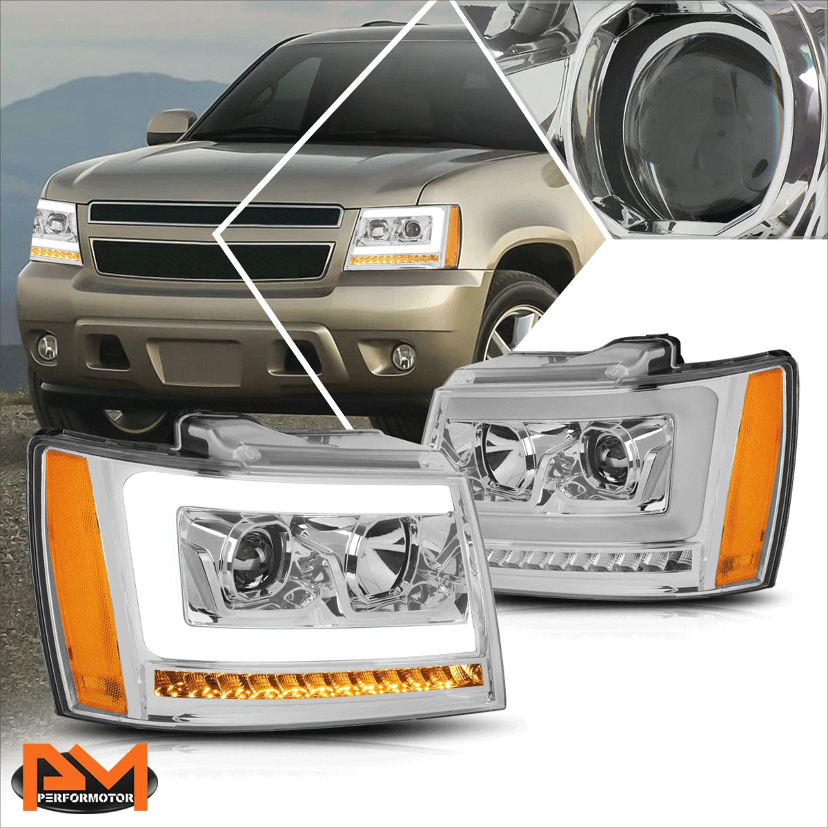LED Sequential Signal Projector Headlight for Tahoe/Suburban (2007–2014)