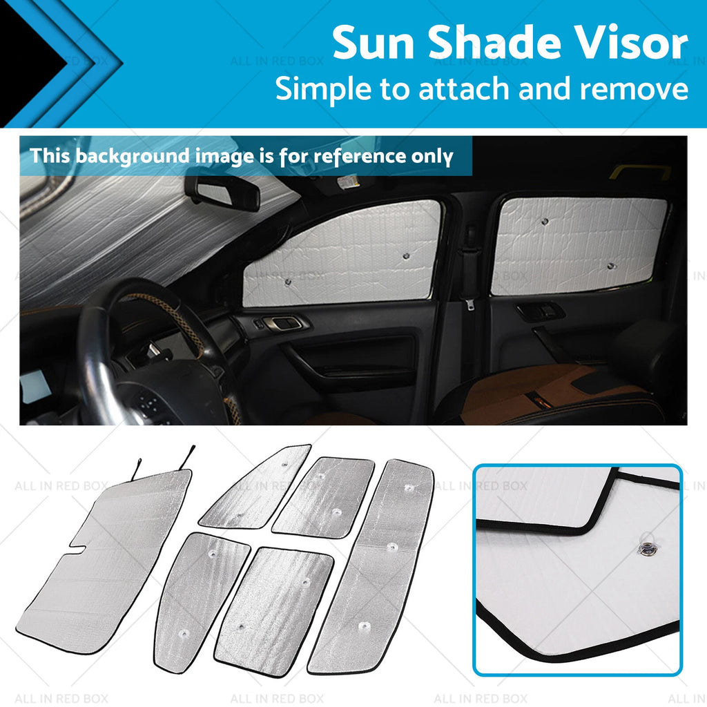 6x Car Sunshade Window Visor for Ford Ranger (2015–2024)