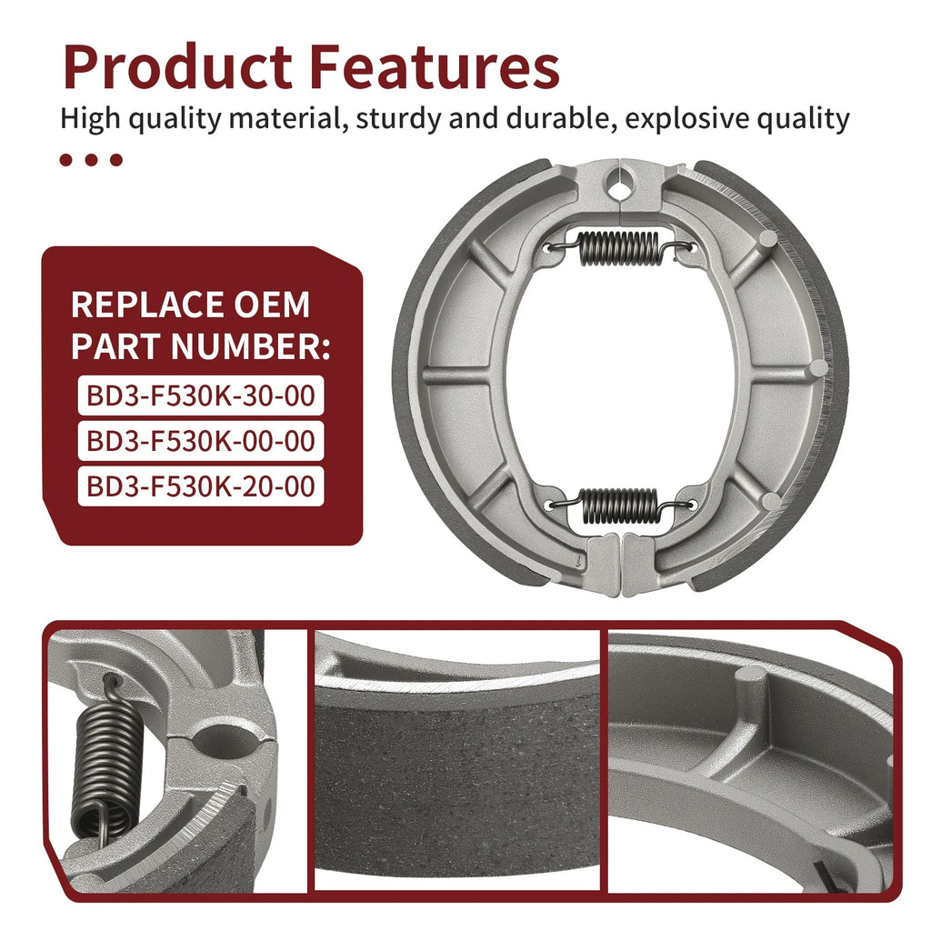 Rear Brake Shoes for Yamaha YFZ50 Grizzly 90 YFM90 (2019–2024) BD3-F530K-30-00