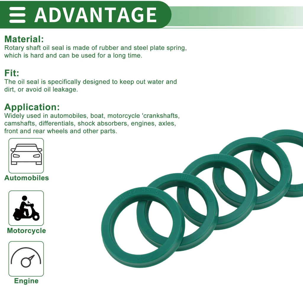 Set of 5 Oil Seal Rotary Shaft Seal 27x35x5mm High Pressure for Automotive