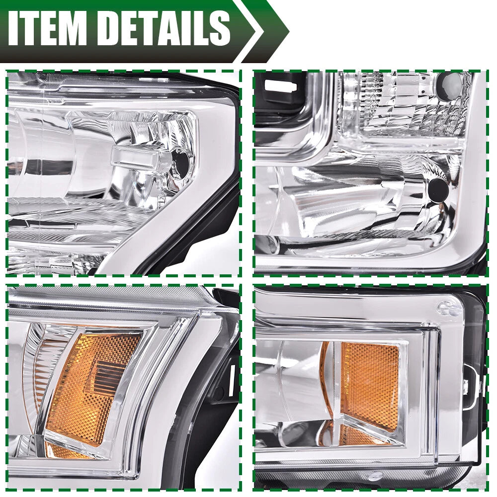 Set of Chrome Headlights for Ford F150 (2015–2017)