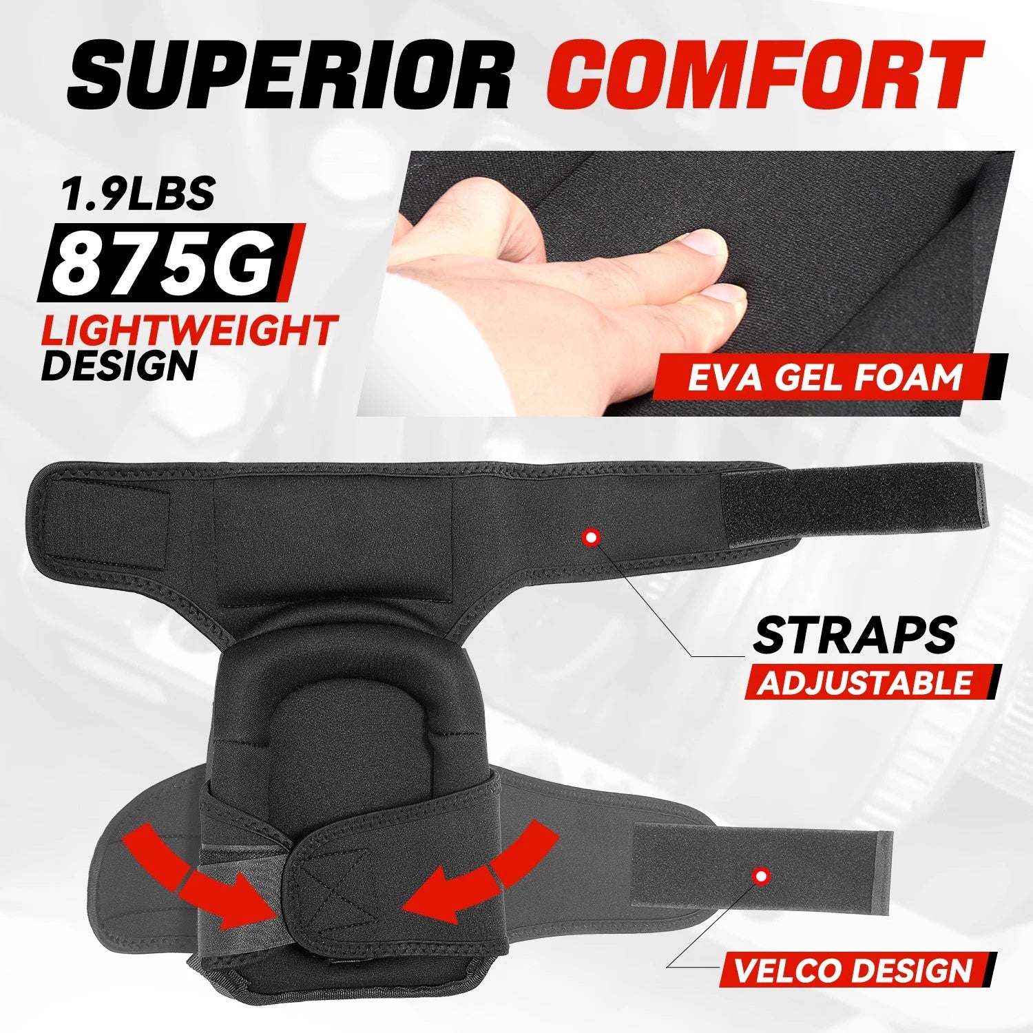 Knee Pads for Universal Fit (Adjustable, TPR Shell, EVA Foam, Red)
