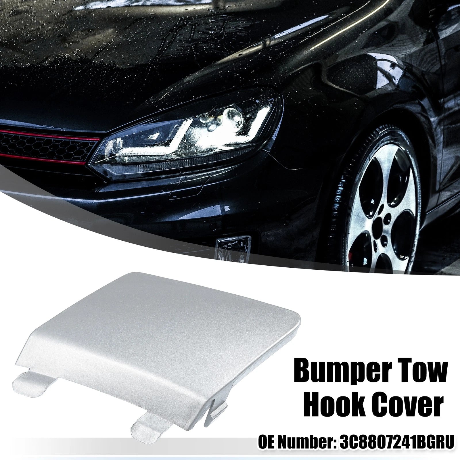 Bumper Tow Hook Cover for Volkswagen (Silver Tone)
