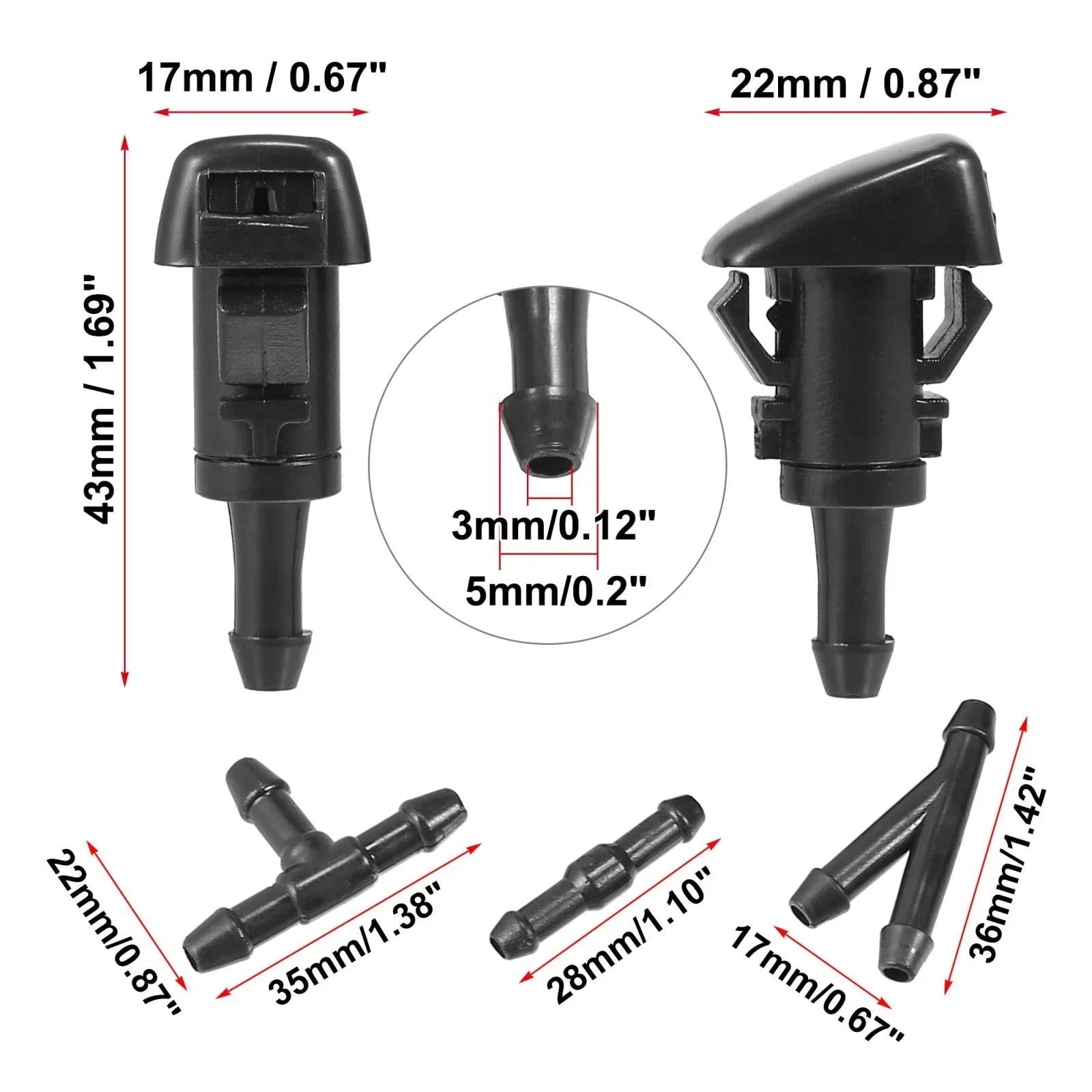 4 x Front Windshield Washer Nozzles for Dodge Avenger (2008-2014)