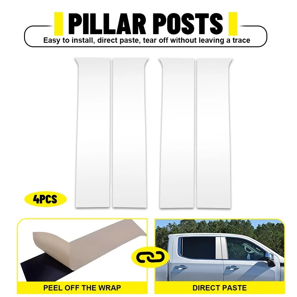 Set of 4 Chrome Pillar Posts Window Door Trim for Silverado GMC Sierra 1500 (2014–2018)