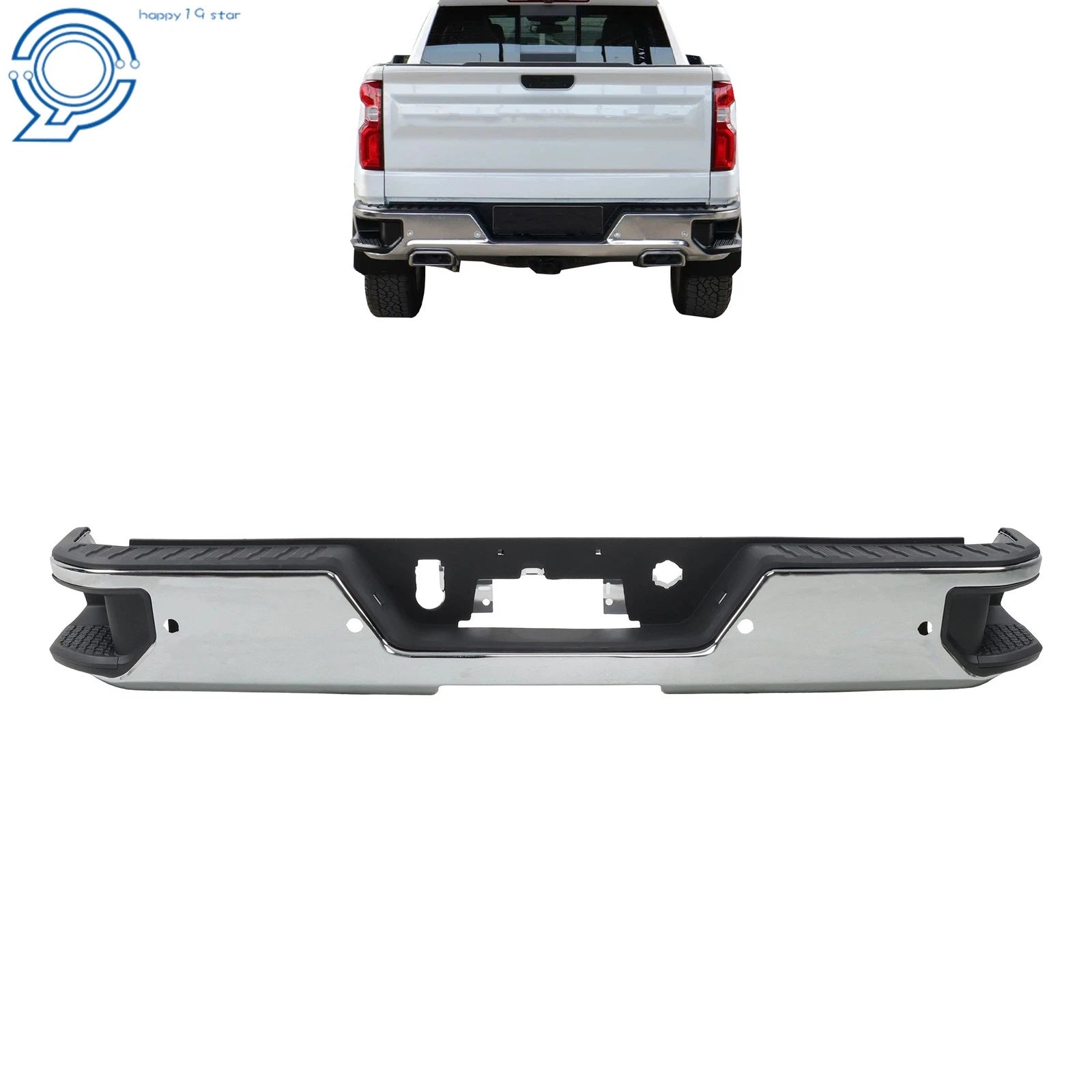 Rear Bumper Assembly for Chevy Silverado Sierra 2500 3500 (2020–2025) Chrome