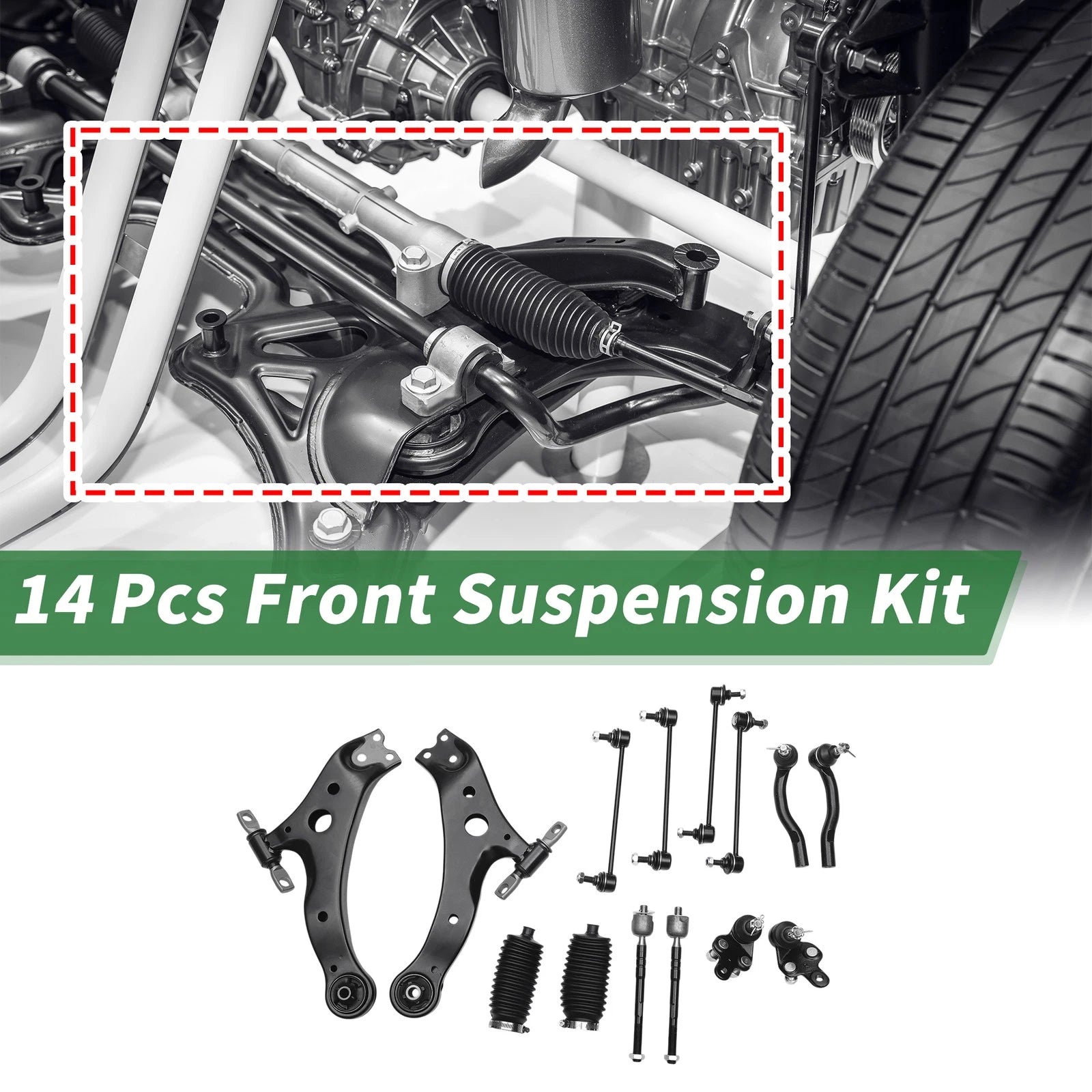 14 Pc Front Lower Control Arms for Toyota Camry (2007–2011) No.K620334/K620333/K500044