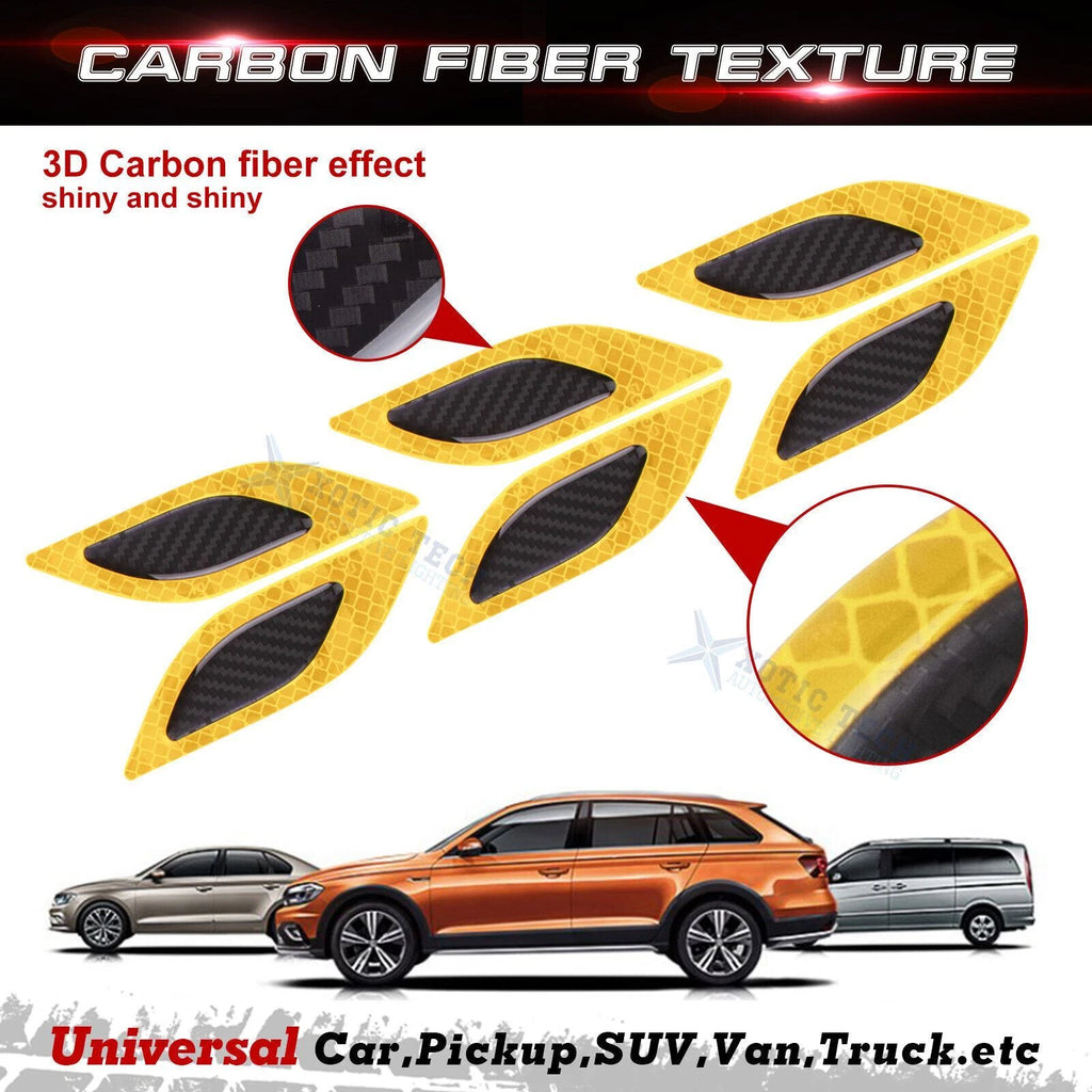 Yellow Carbon Fiber Pattern 3D PVC Night Reflect Vent Edge for Cars (2018-2024)