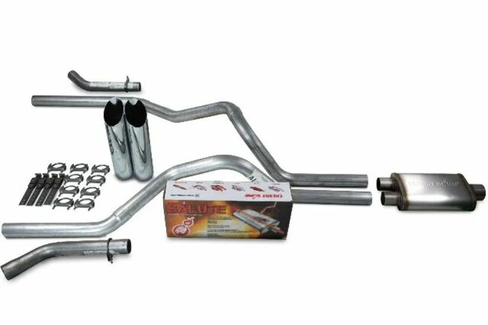 2.5" Dual Exhaust Kit for Chevy GMC 1500 (2019–2025) - Cherry Bomb Slash Tip