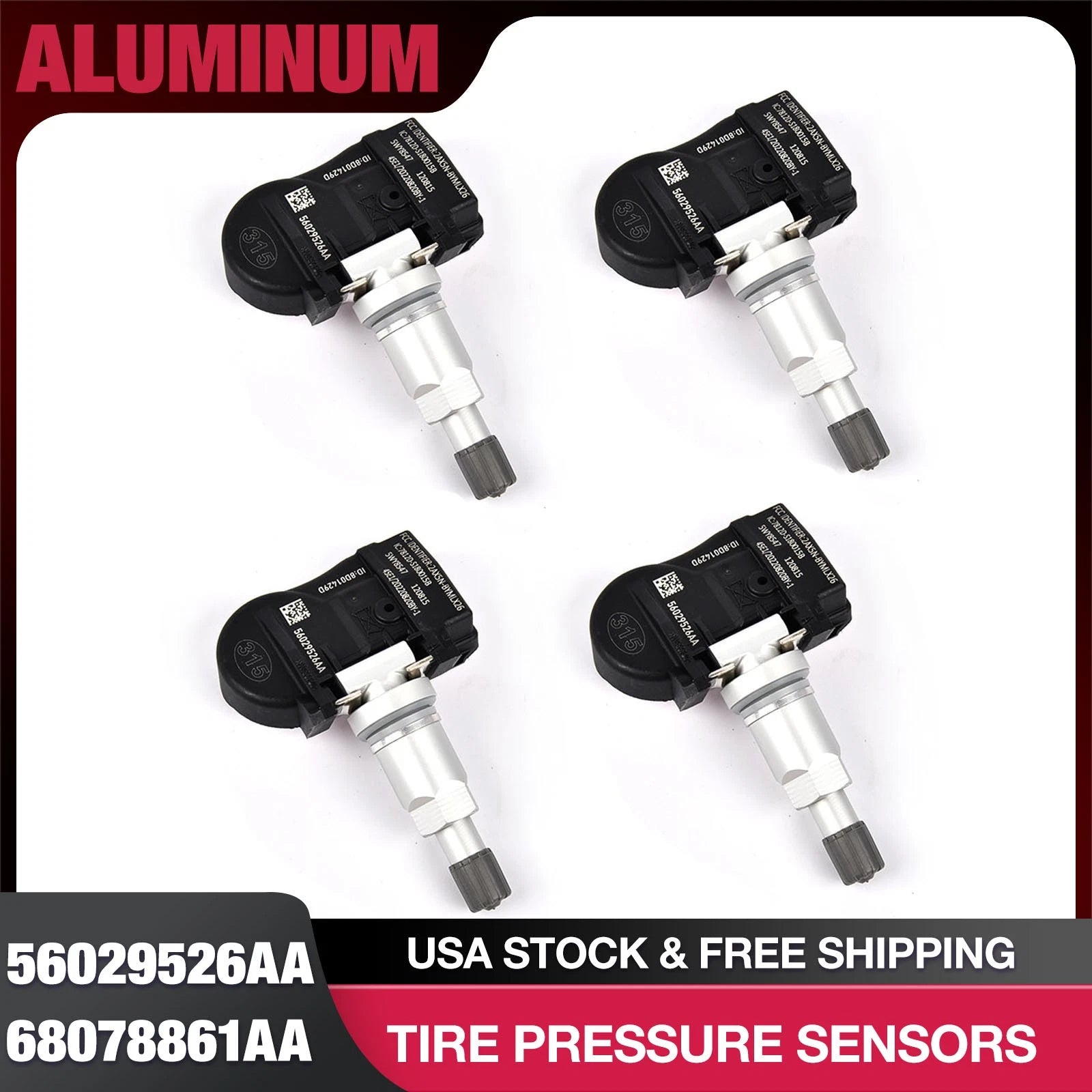 4Pc Tire Pressure Sensor TPMS for Chrysler Dodge Jeep (2011–2013)