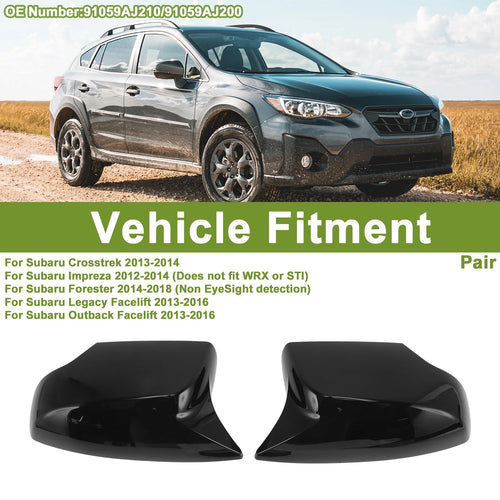 1 Pair ABS Mirror Cover Cap Glossy Black for Subaru Crosstrek (2013–2014) 91059AJ210