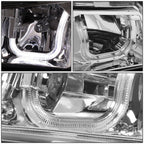 Chrome Amber J-Halo LED DRL Headlights w/ Bumper Lamps for Chevy Silverado (2003–2007)