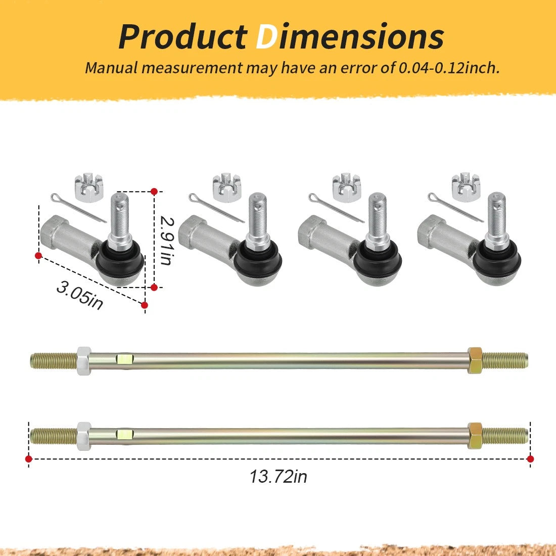 2 Tie Rods w/End Kit for Can-Am Renegade 1000R 1000 850 800R 650 570 500 (2012–2018)