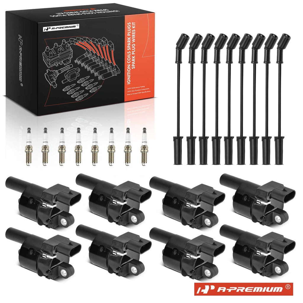 8 Ignition Coils, 8 Iridium Spark Plugs & Wires for Buick & GMC (1997–2023)