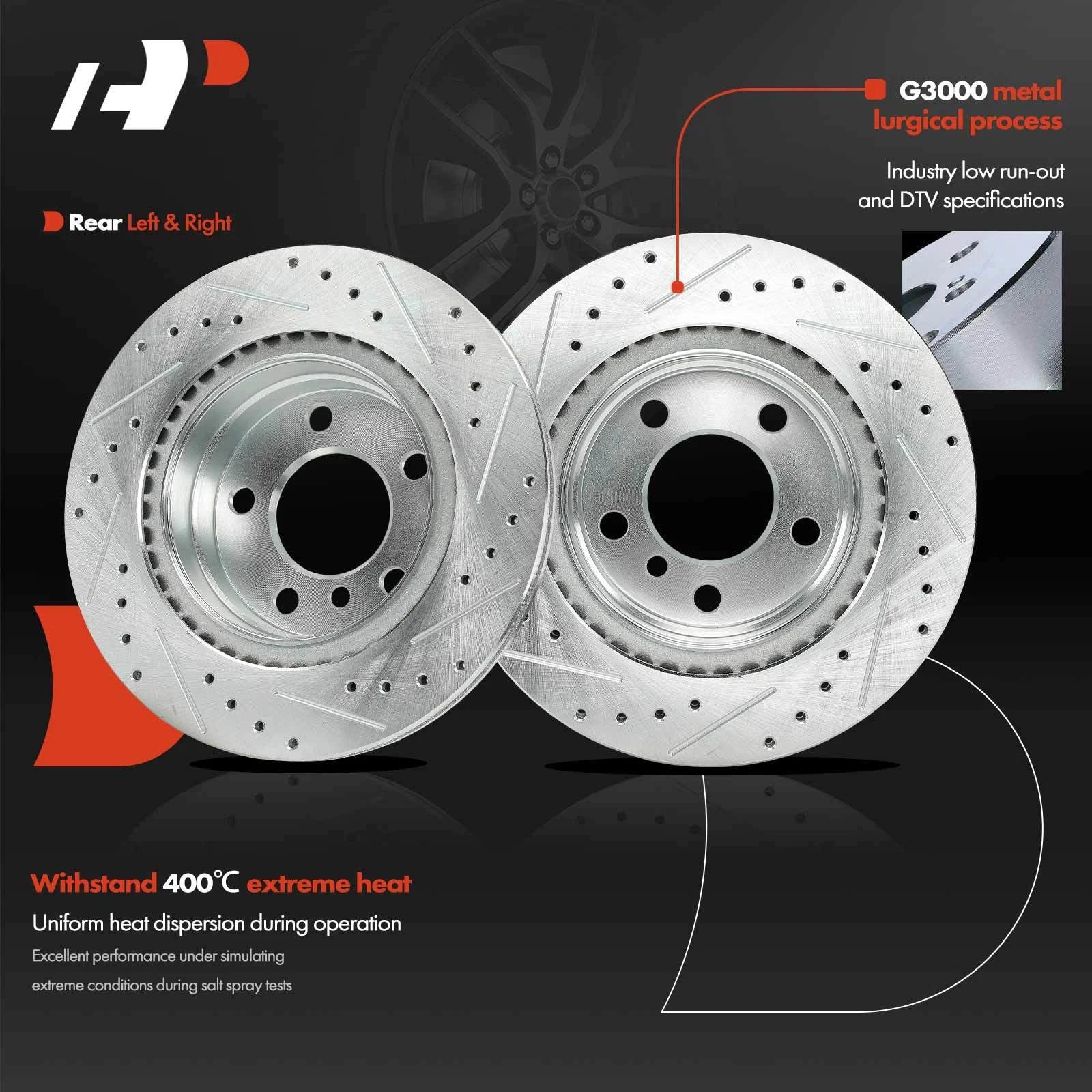 2x Rear Drilled Brake Rotors for BMW 228i 230i F22 F23 (2014–2016)