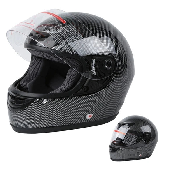 Carbon Fiber Flip Up Full Face Motorcycle Helmet for Universal Fit (S-XL)