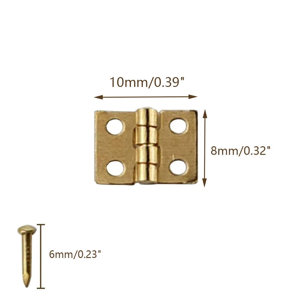100pcs Mini Brass Hinges for Craft Door Box Doll House (8x10mm)