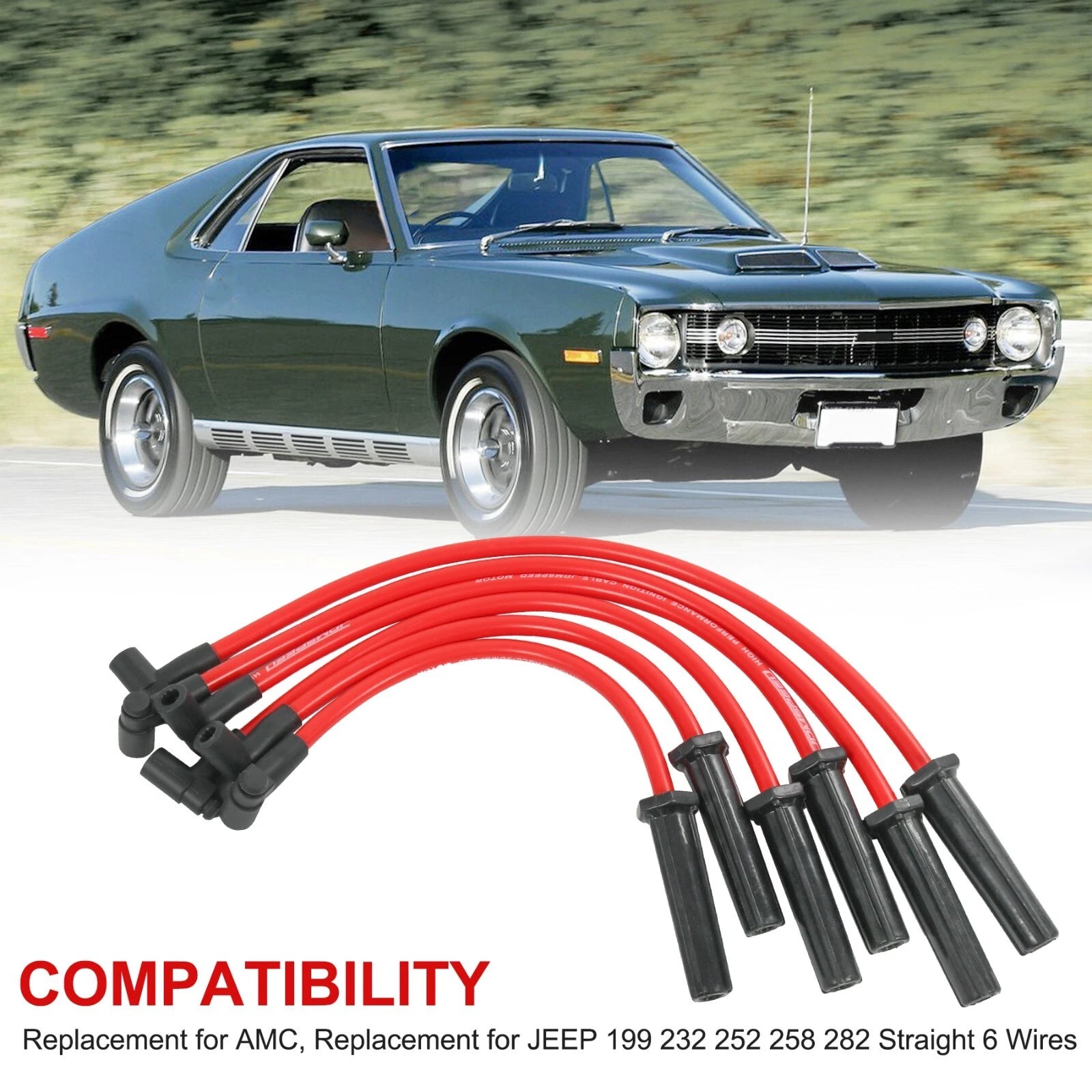 Set of 10.2MM High Heat Spark Plug Wires for Jeep Wrangler (1987–1995)