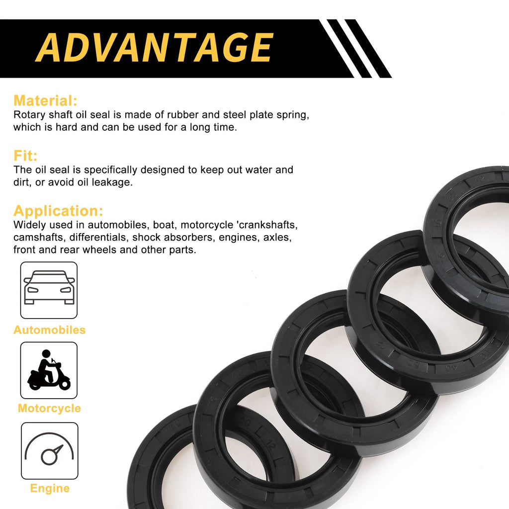 Set of 5 Oil Seal Ring for Rotary Shaft 40x60x12mm NBR Rubber