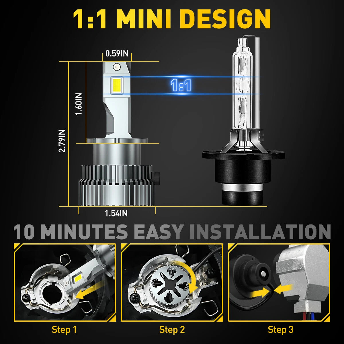 LED Headlight Bulbs for D2S D2R (80000LM, 6500K)
