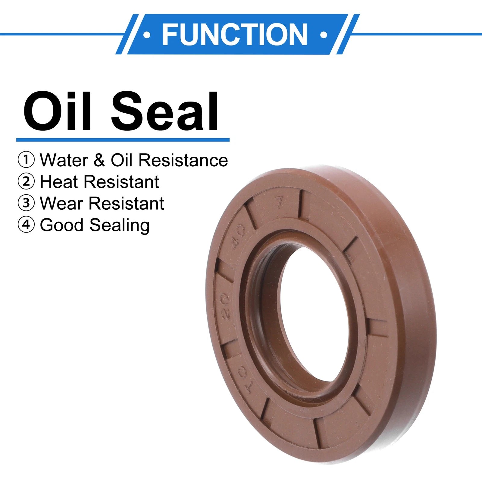 Set of 2 Oil Seal Rotary Shaft Seal FKM Rubber 20x40x7mm
