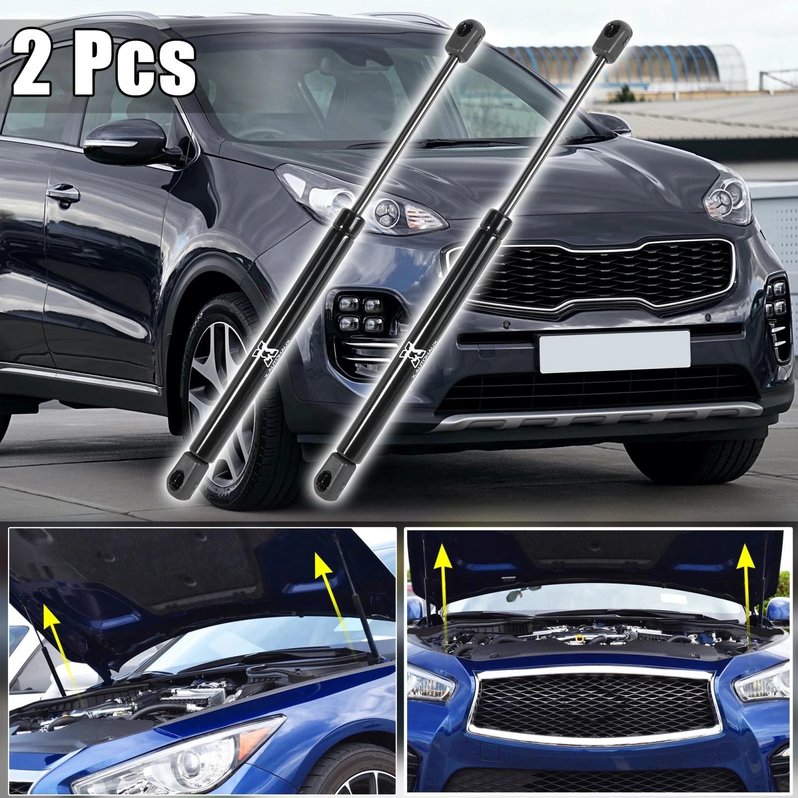 2X Front Hood Lift Supports Struts 811614D000 for Kia Sedona (2006–2012)