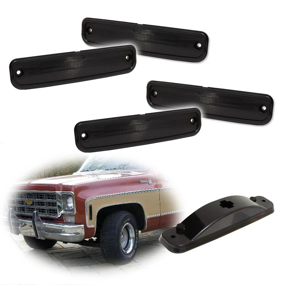 Set of 4 Smoked Front & Rear Side Marker Lamp Covers for Chevrolet GMC Truck