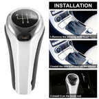 5 Speed Manual Shift Knob Head for BMW X1 E84 Faux Leather Black Silver Tone