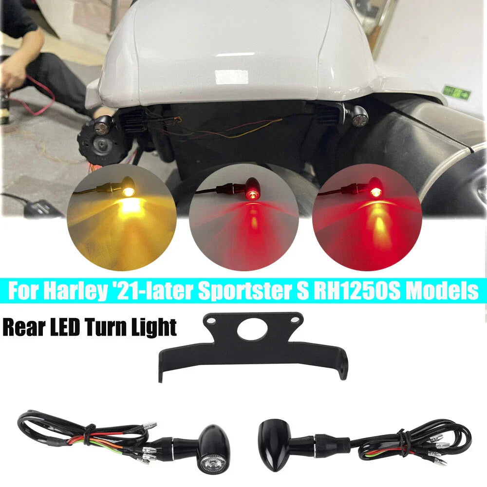 Rear LED Turn Signal Taillight w/Bracket & Wire Adapter for Sportster (21-23)