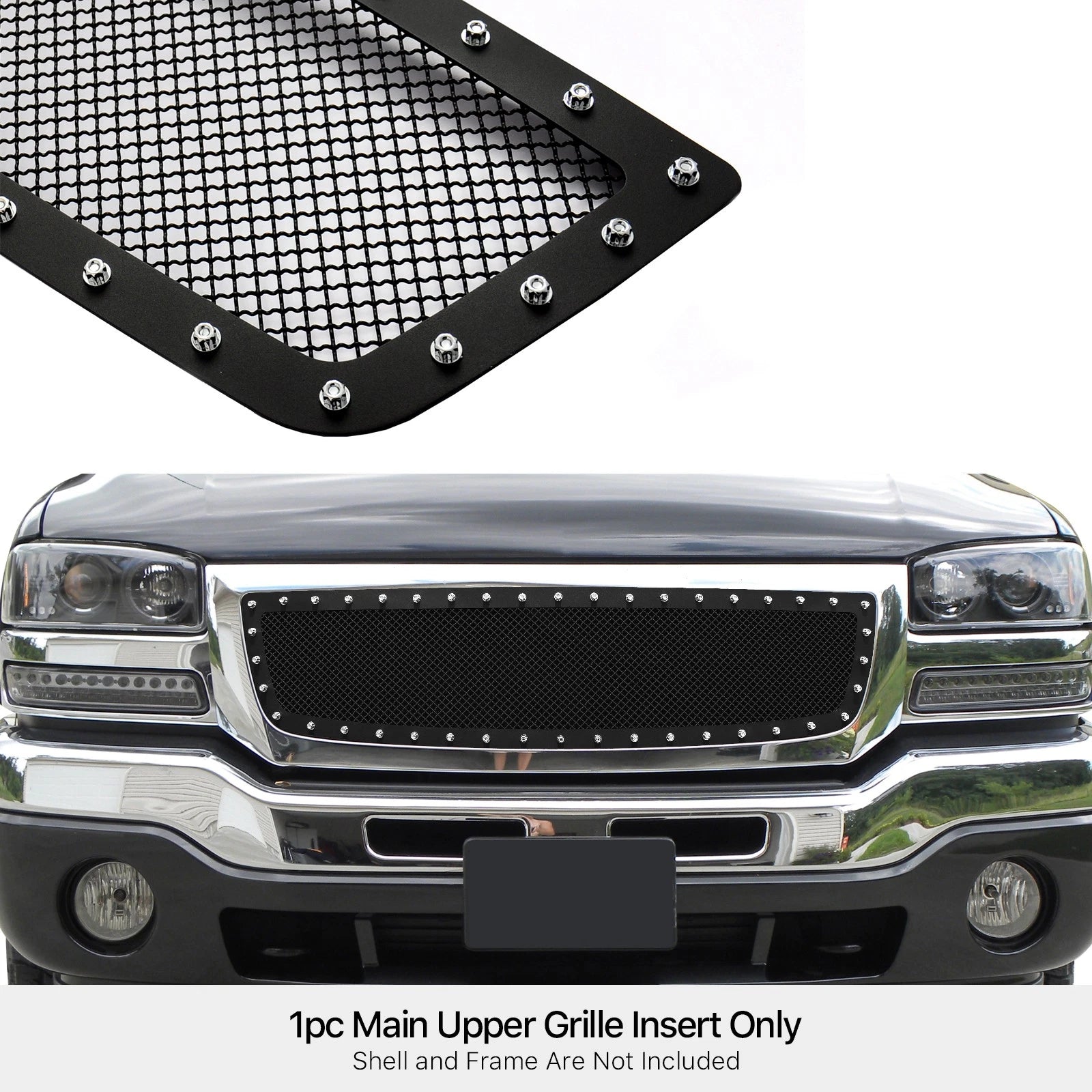 Stainless Black Mesh Rivet Grille for GMC Sierra 1500 (2003-2006)