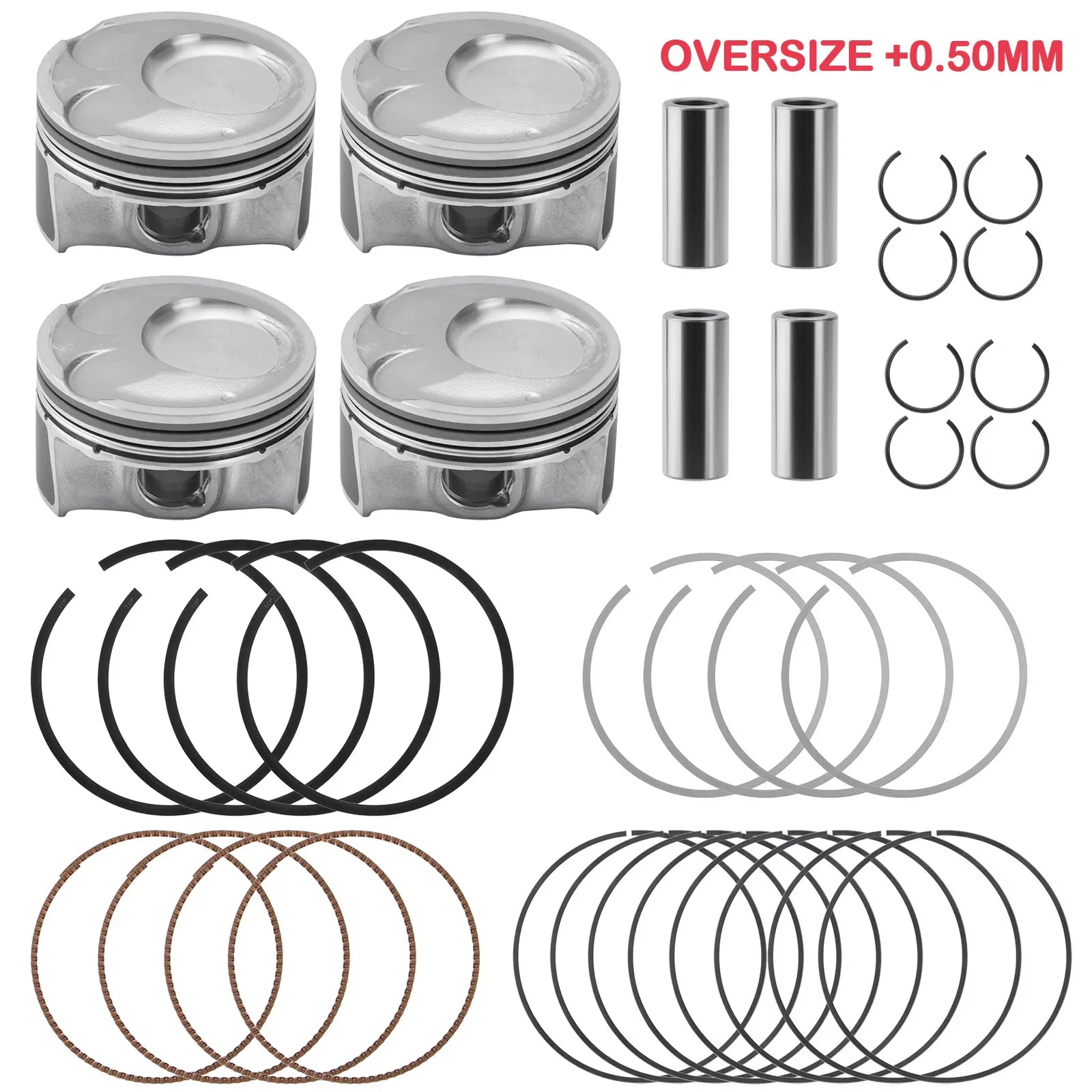 0.50MM Piston & Rings Kit for Hyundai Tucson, Kia Soul, Forte, Forte5 2.0L