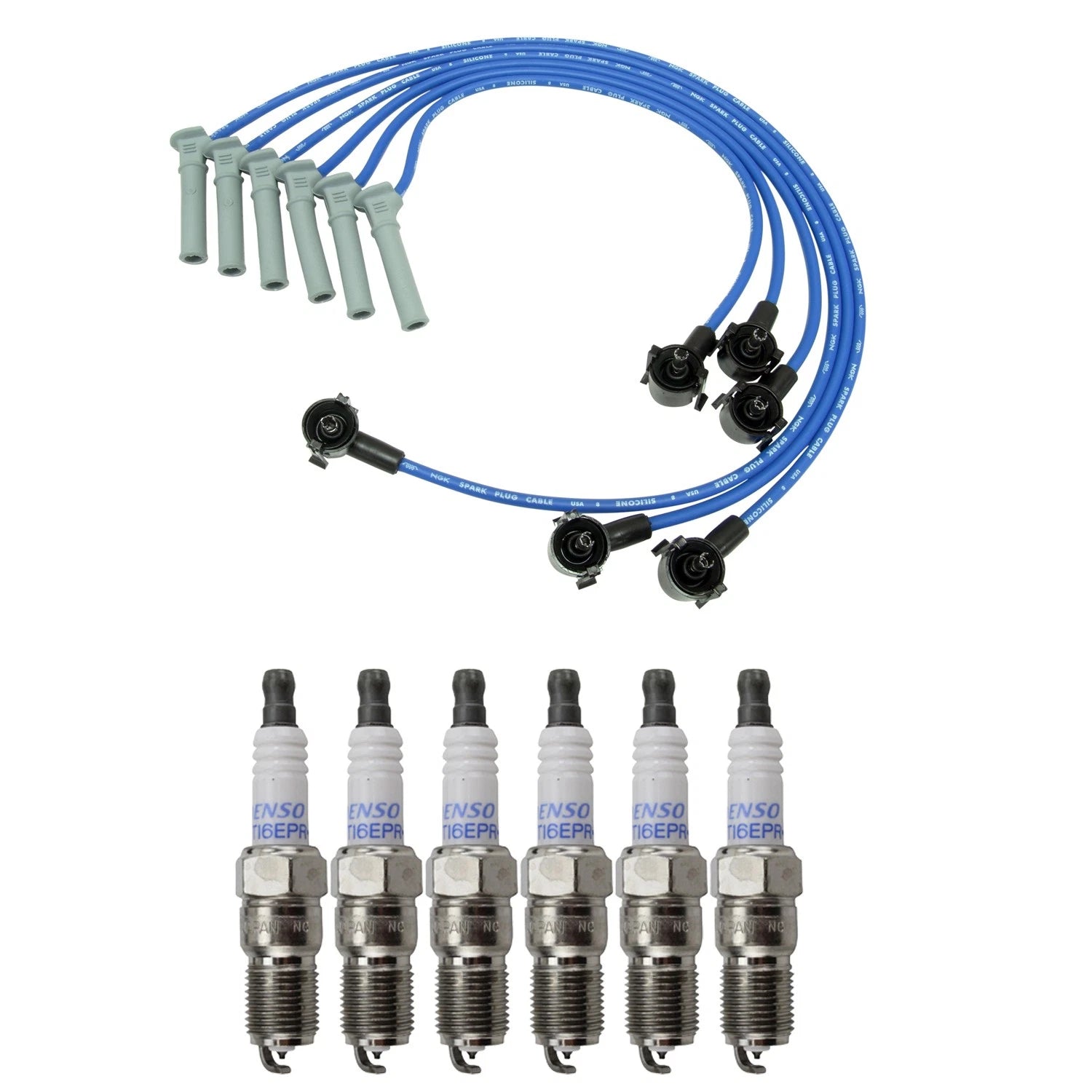 NGK Wire Set & Denso 6 Double Platinum Spark Plugs for B4000 Explorer (1994–2001)
