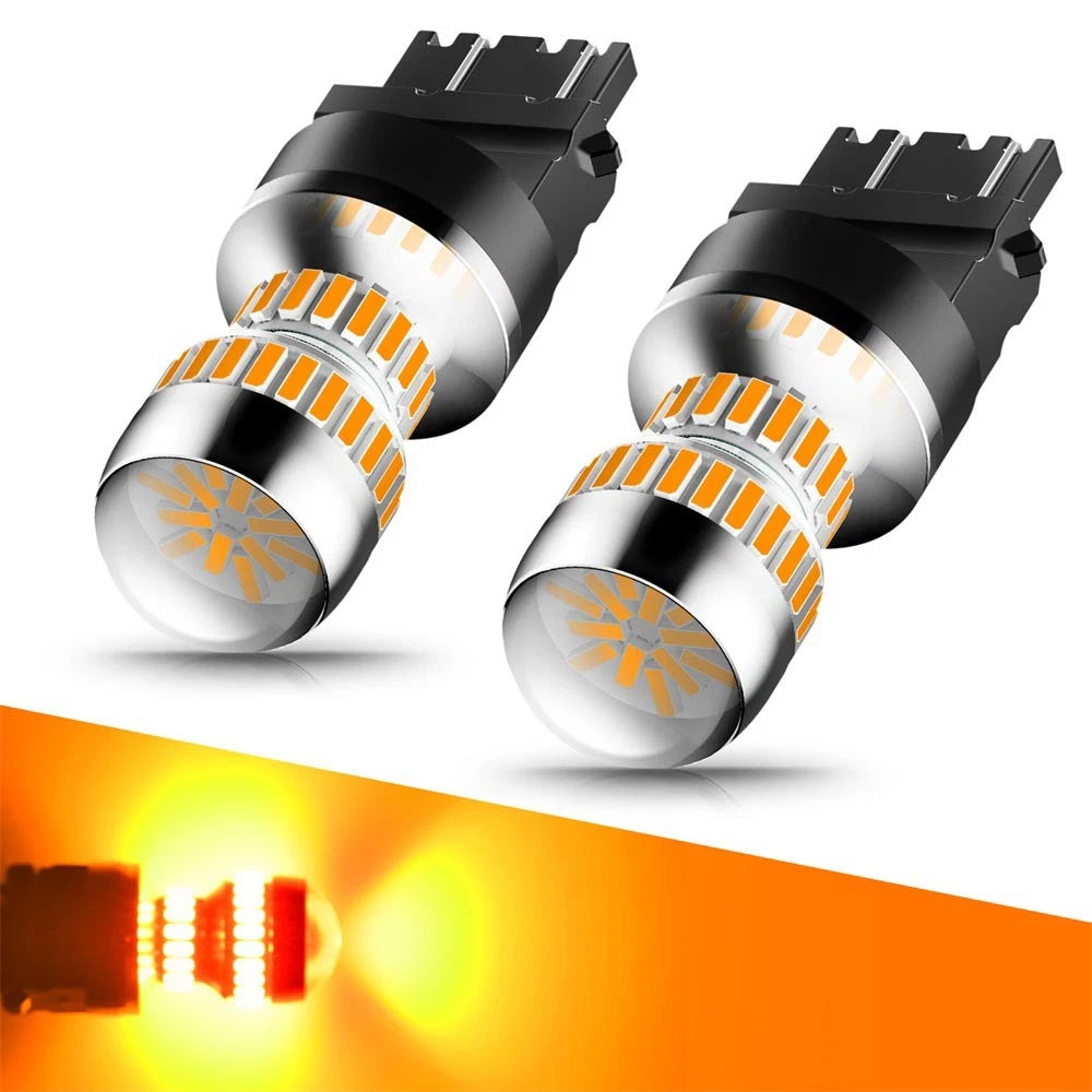 2X 3157 LED Turn Signal Bulbs for Various Vehicles (CANBUS, Amber)